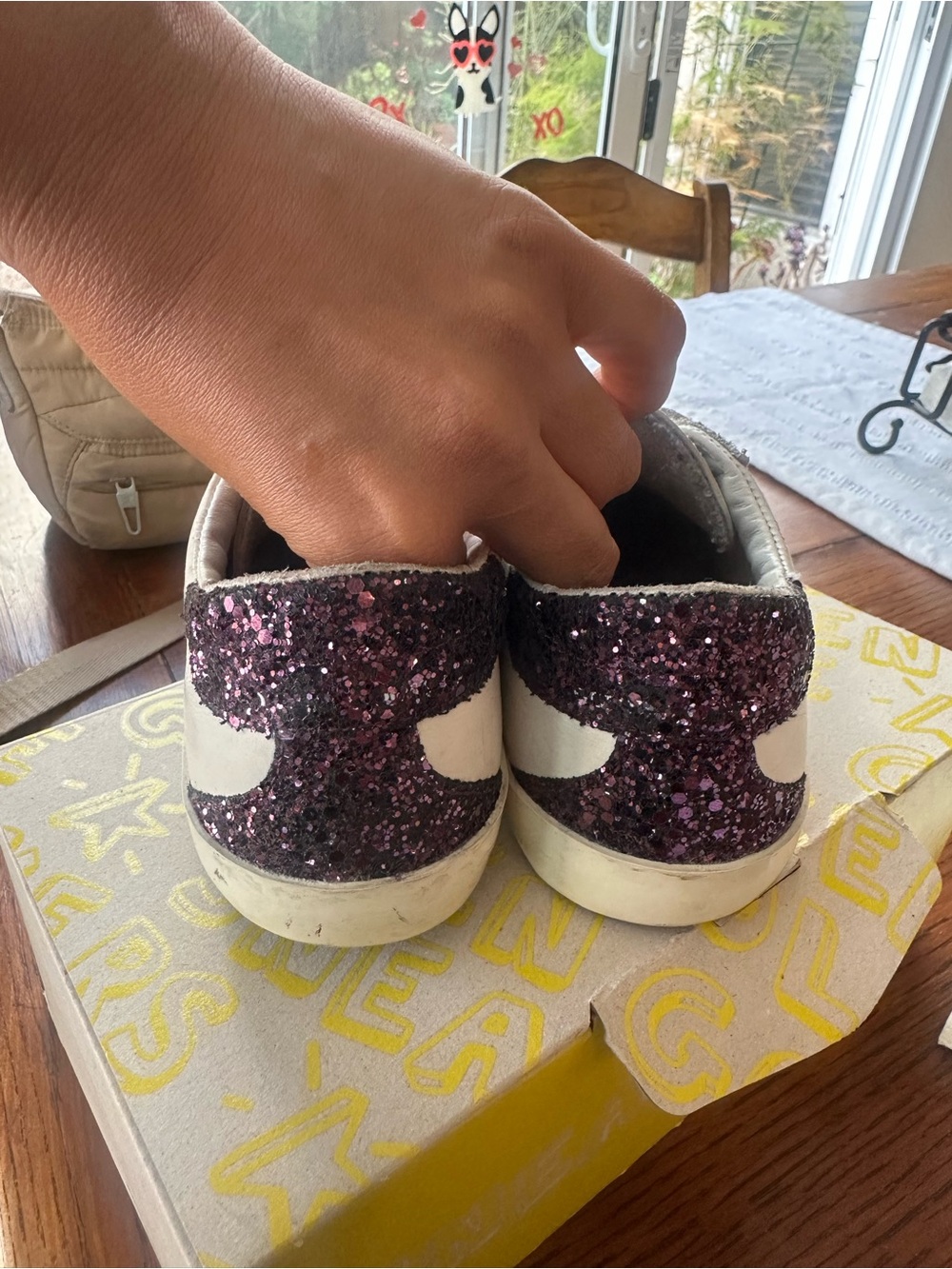 Golden Goose Kids White Sneakers with Silver Glitter Star - Picture 4 of 4